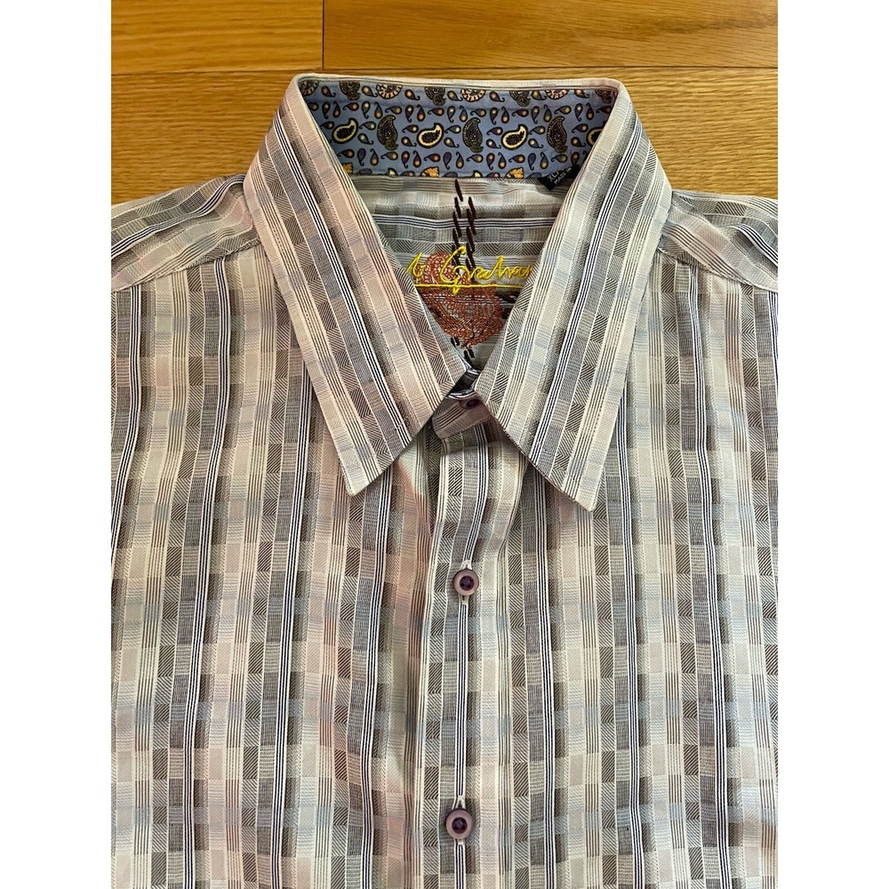 robert graham Button Up shirt XL Blue Print EUC